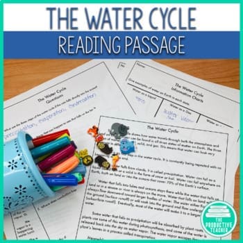A reading passage to teach the steps of the water cycle.