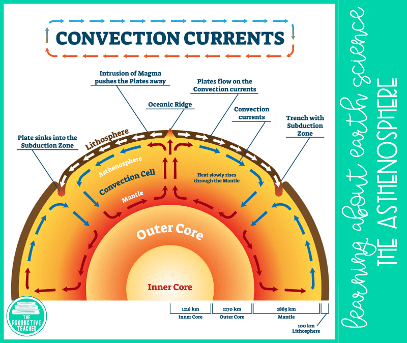 Convection currents in the mantle move the plates of the lithosphere.