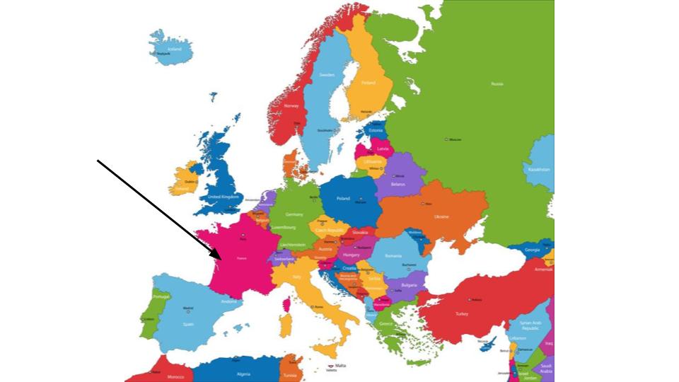 France on a map of Europe