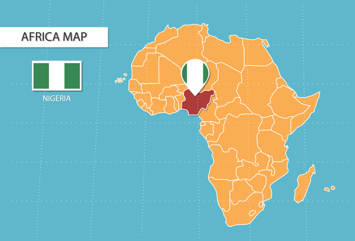 Nigeria on a map of Africa
