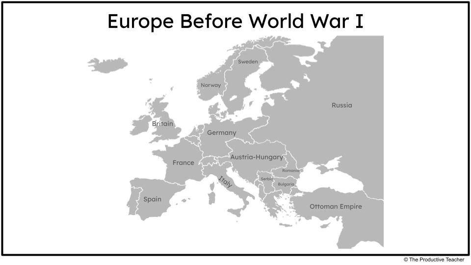 map of Europe before World War I