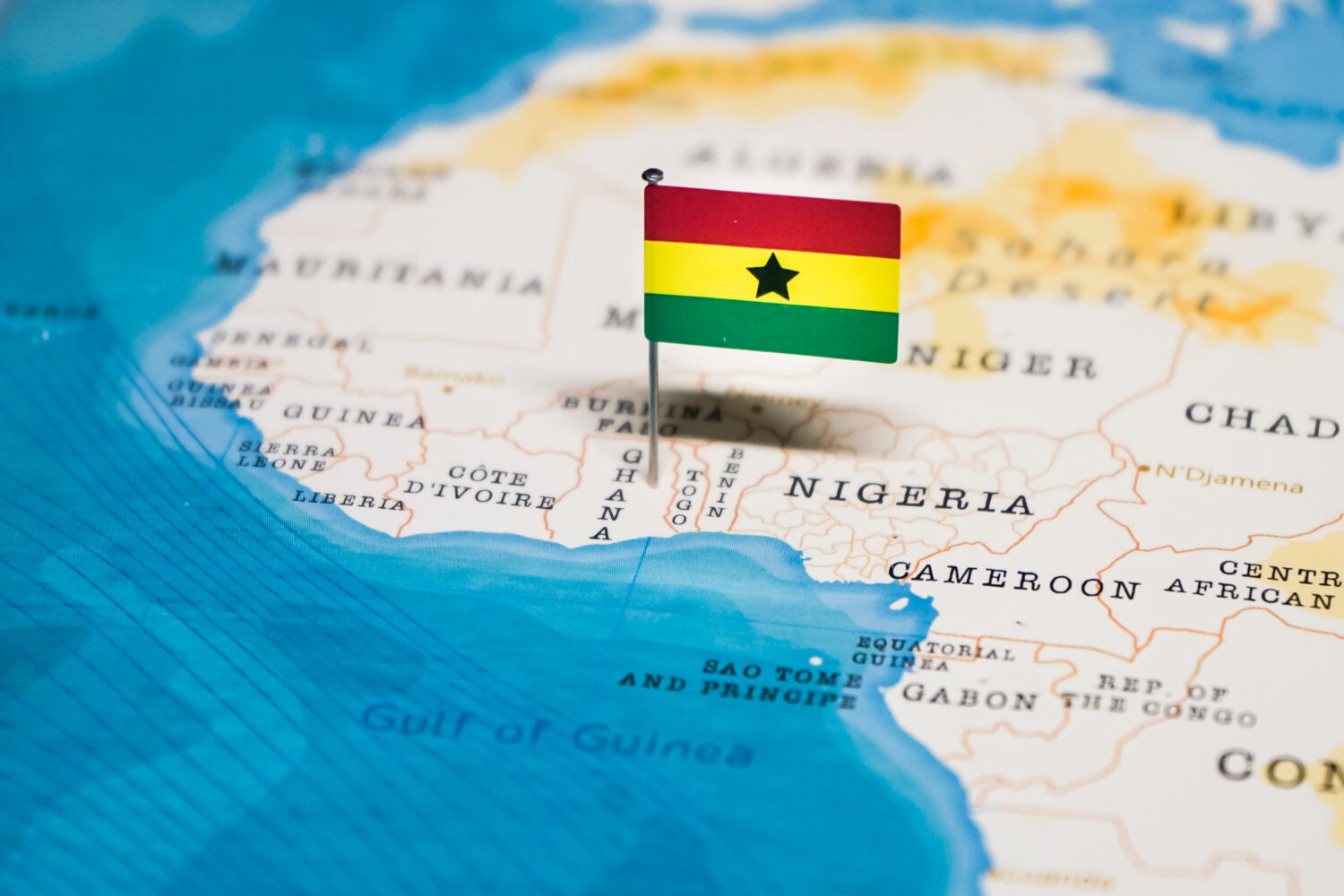 Ghana on a map