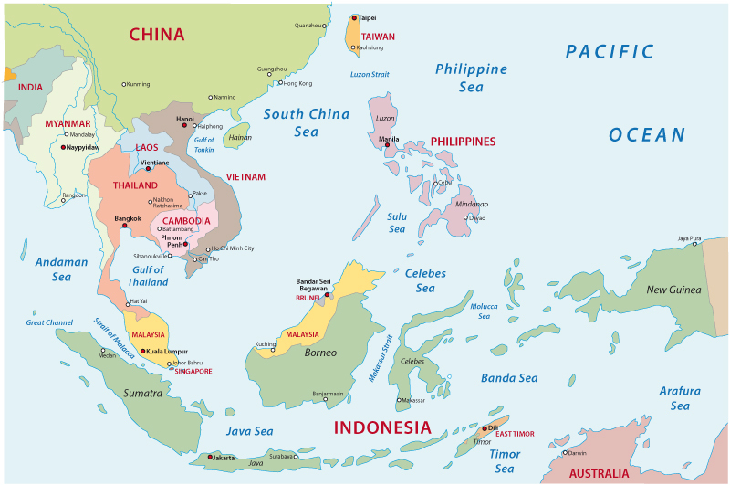 map showing the Philippines in the Pacific Ocean