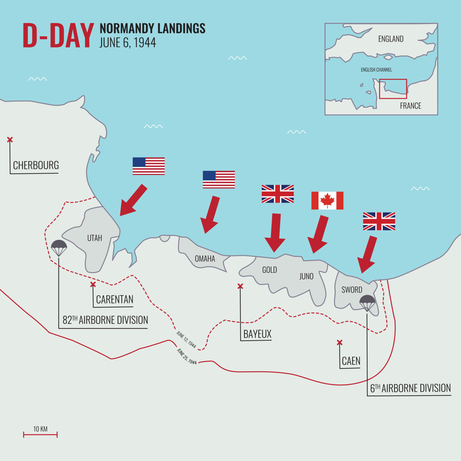 map of landings on D-Day