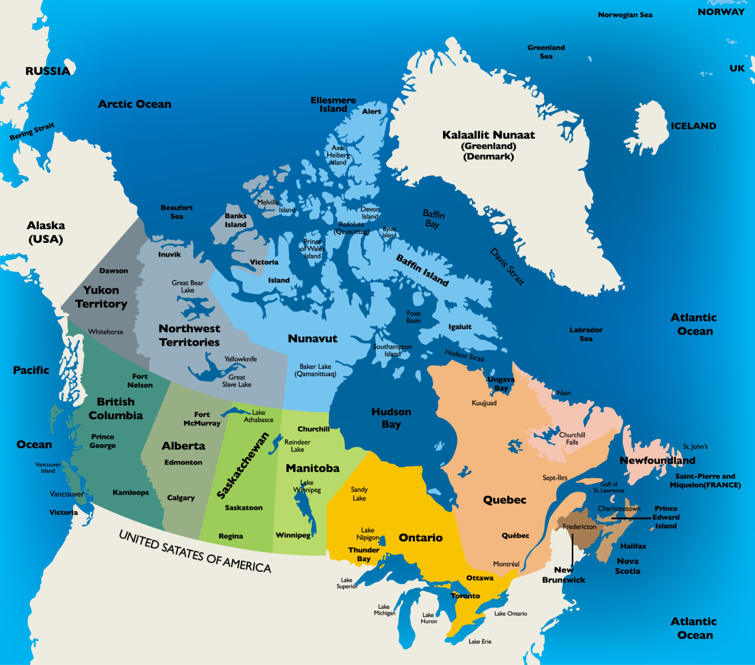 a map of Canada including Quebec