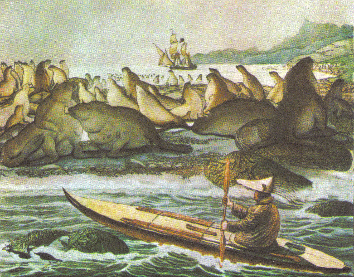 the Aleut hunted in kayaks