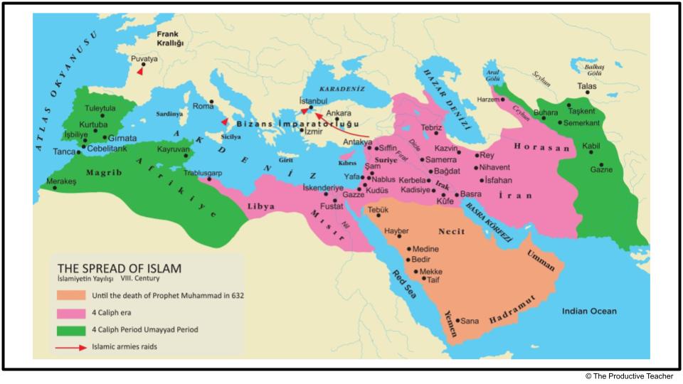 map showing the spread of Islam for Developments in Dar al-Islam from 1200 to 1450