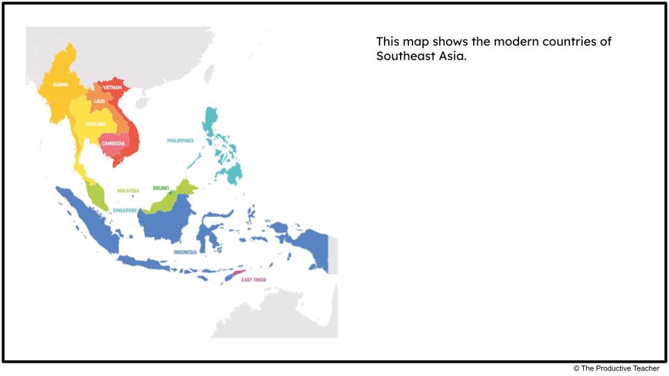 This map shows the modern countries of Southeast Asia.