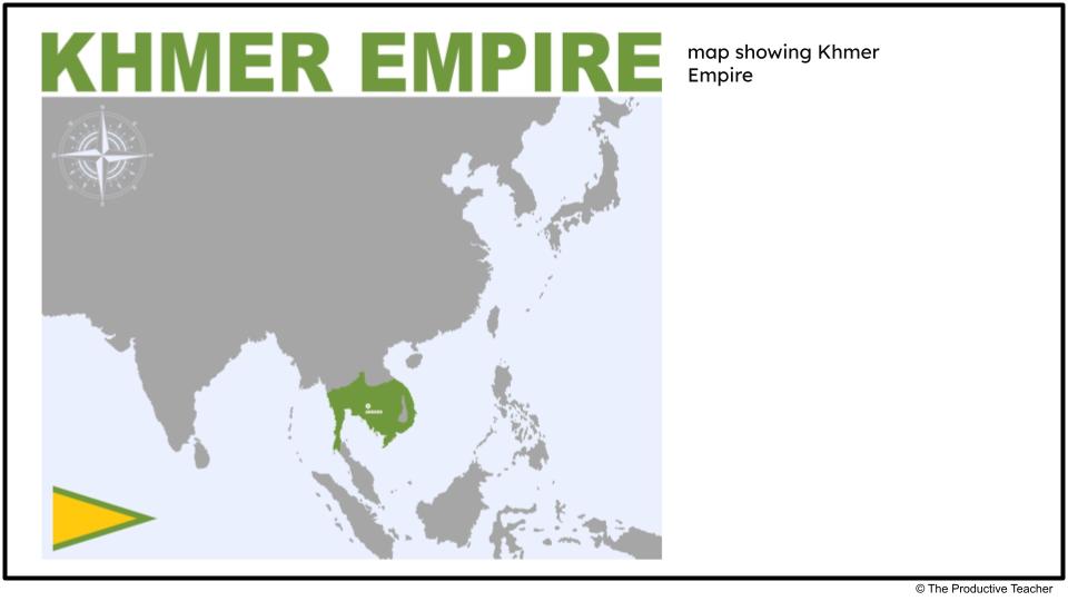 a map of the Khmer Empire for the Developments in South and Southeast Asia from 1200 to 1450 unit in AP World History