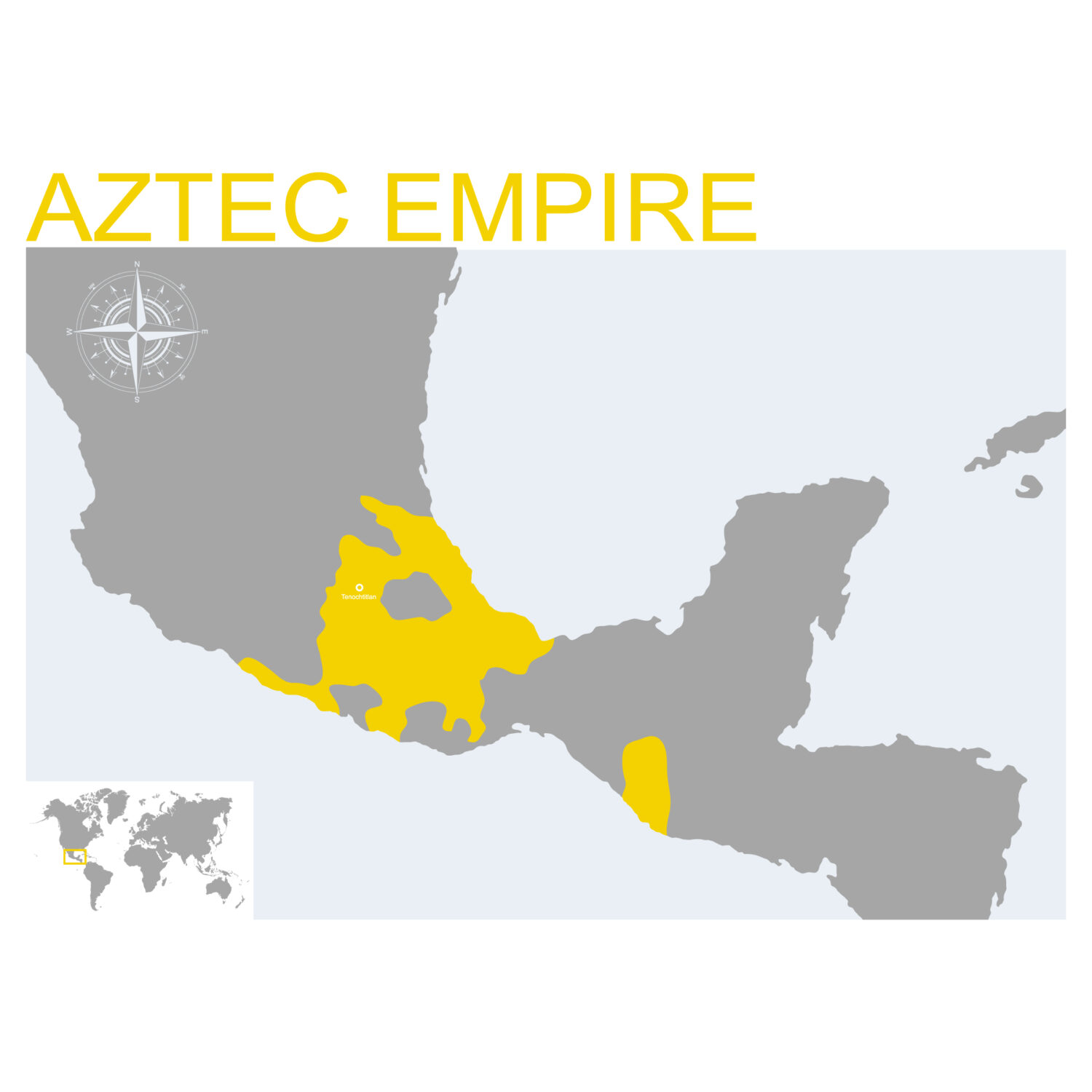 map of Aztec Empire for State Building in the Americas unit of AP World History