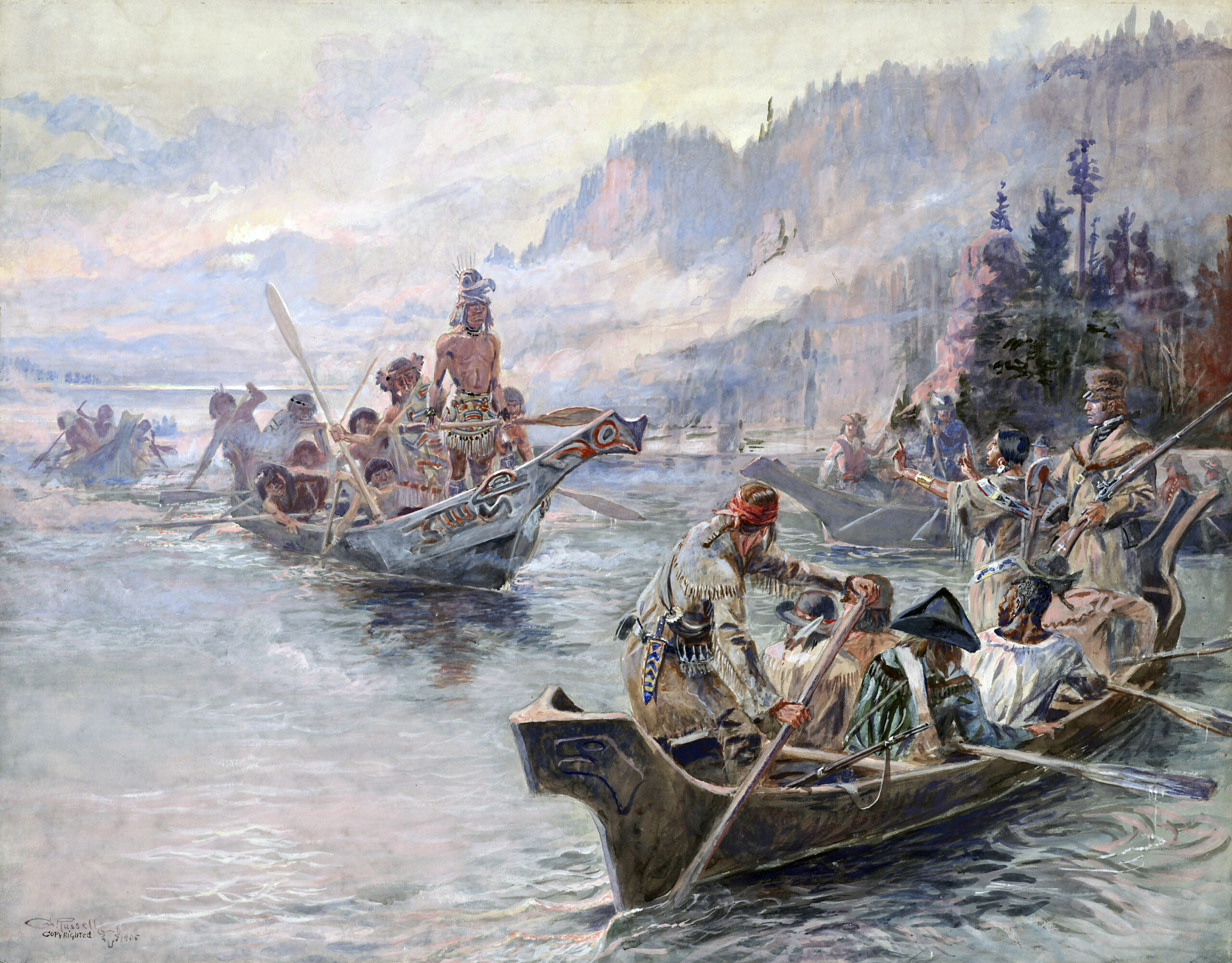 Chinook meet members of the Lewis and Clark expedition