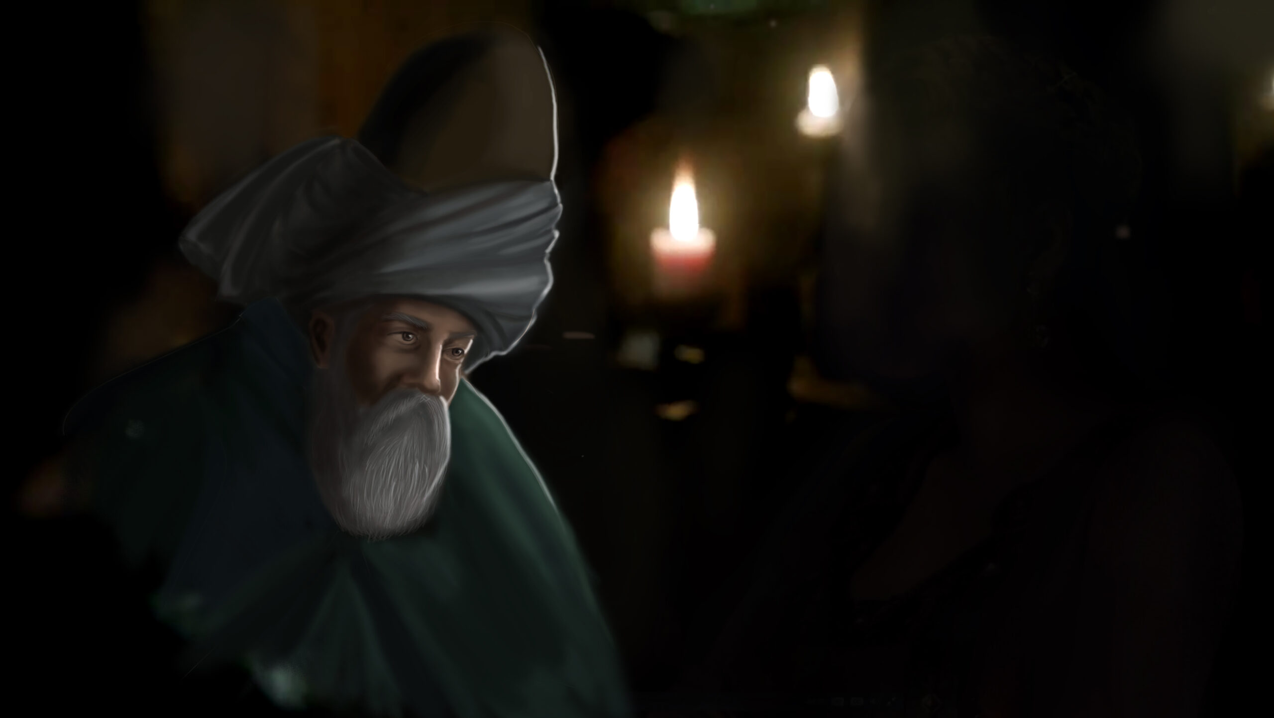 an illustration of the most famous Sufi, Rumi